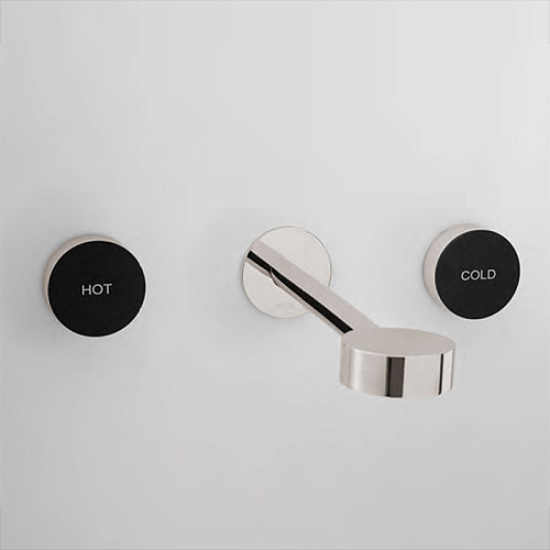 CISAL Slim Смеситель для раковины на 3 отверстия из стены,излив 185-200 мм, цвет: никель полированный/черный матовый