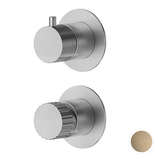 Newform Steel Line Смеситель для душа, встраиваемый, на 2 выхода, цвет: PVD Brushed pale gold